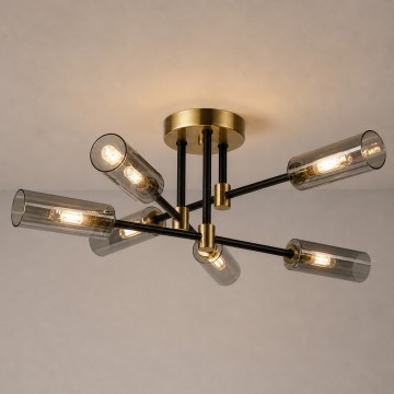 Prislonjeni luster TESSA 6xG9/8W/230V mesing/zadimljeno-crna