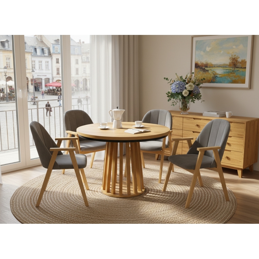 Produljivi blagovaonski stol NEXUS 100/140x77 cm hrast craft/crna