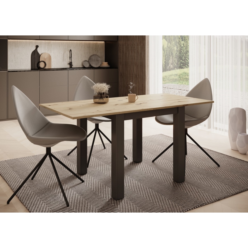 Produživi blagovaonski stol ZARO 80/160x80 cm hrast artisan/crna