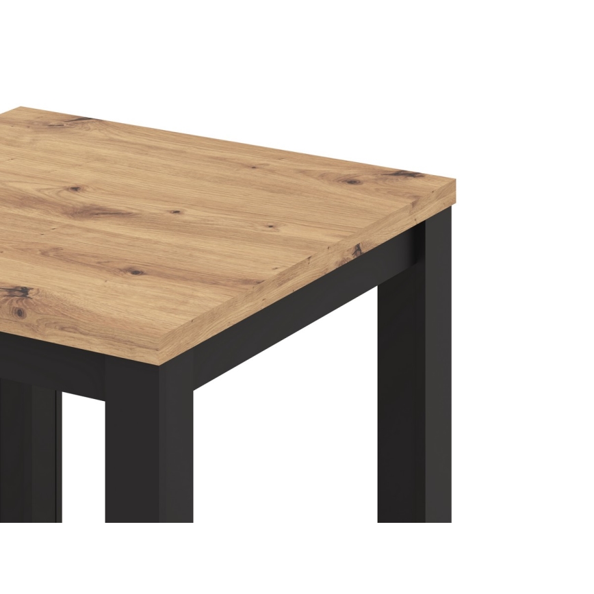 Produživi blagovaonski stol ZARO 80/160x80 cm hrast artisan/crna