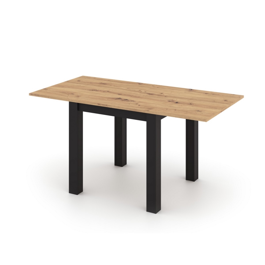 Produživi blagovaonski stol ZARO 80/160x80 cm hrast artisan/crna