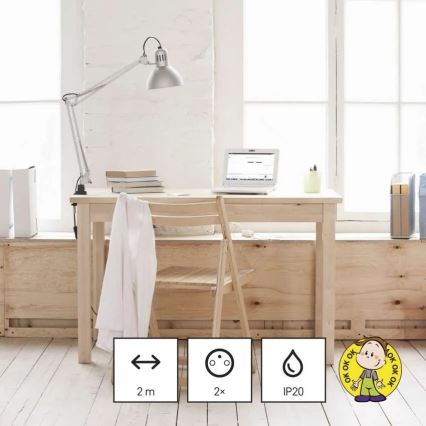 Produžni kabel 2 utičnice + 2x USB-A + USB-C 1,4 m