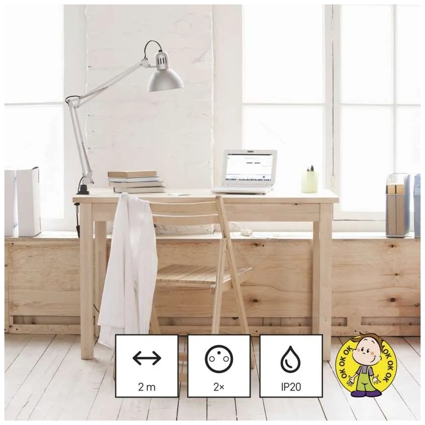 Produžni kabel 2 utičnice + 2x USB-A + USB-C 1,4 m