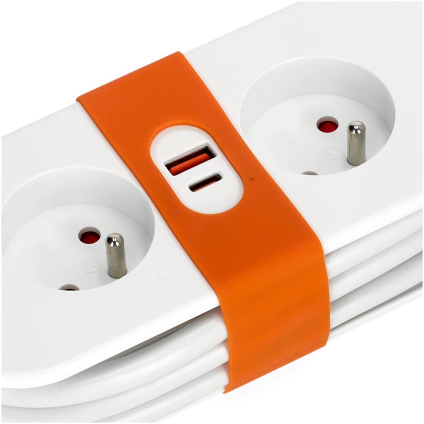 Produžni kabel 2U + 2xUSB 1,4 m bijela