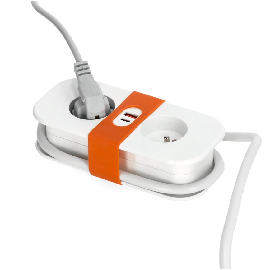 Produžni kabel 2U + 2xUSB 1,4 m bijela