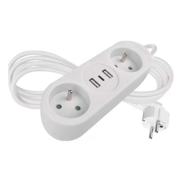 Produžni kabel 2Z + 2x USB-A + USB-C 1,4 m