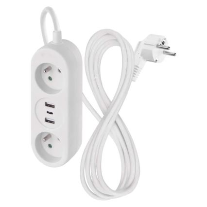 Produžni kabel 2Z + 2x USB-A + USB-C 1,4 m