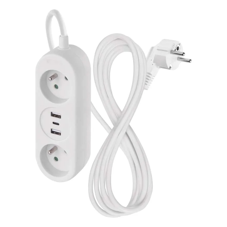 Produžni kabel 2Z + 2x USB-A + USB-C 1,4 m