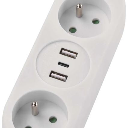 Produžni kabel 2Z + 2x USB-A + USB-C 1,4 m
