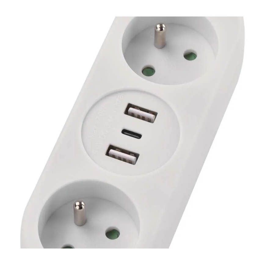Produžni kabel 2Z + 2x USB-A + USB-C 1,4 m