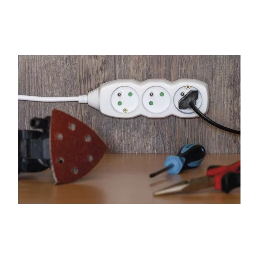 Produžni kabel 3U 5m bijela