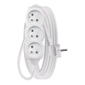 Produžni kabel 3x 5 m bijele boje