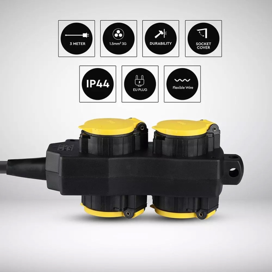 Produžni kabel 4U SCHUKO 3m IP44