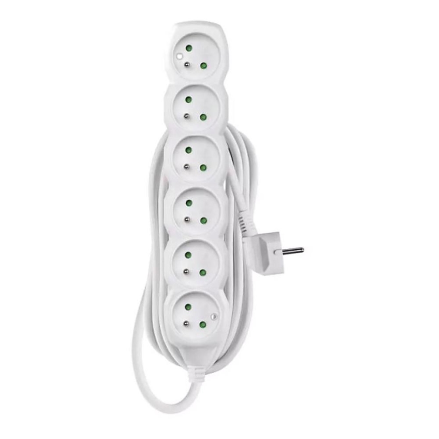 Produžni kabel 6Z 5m bijele boje