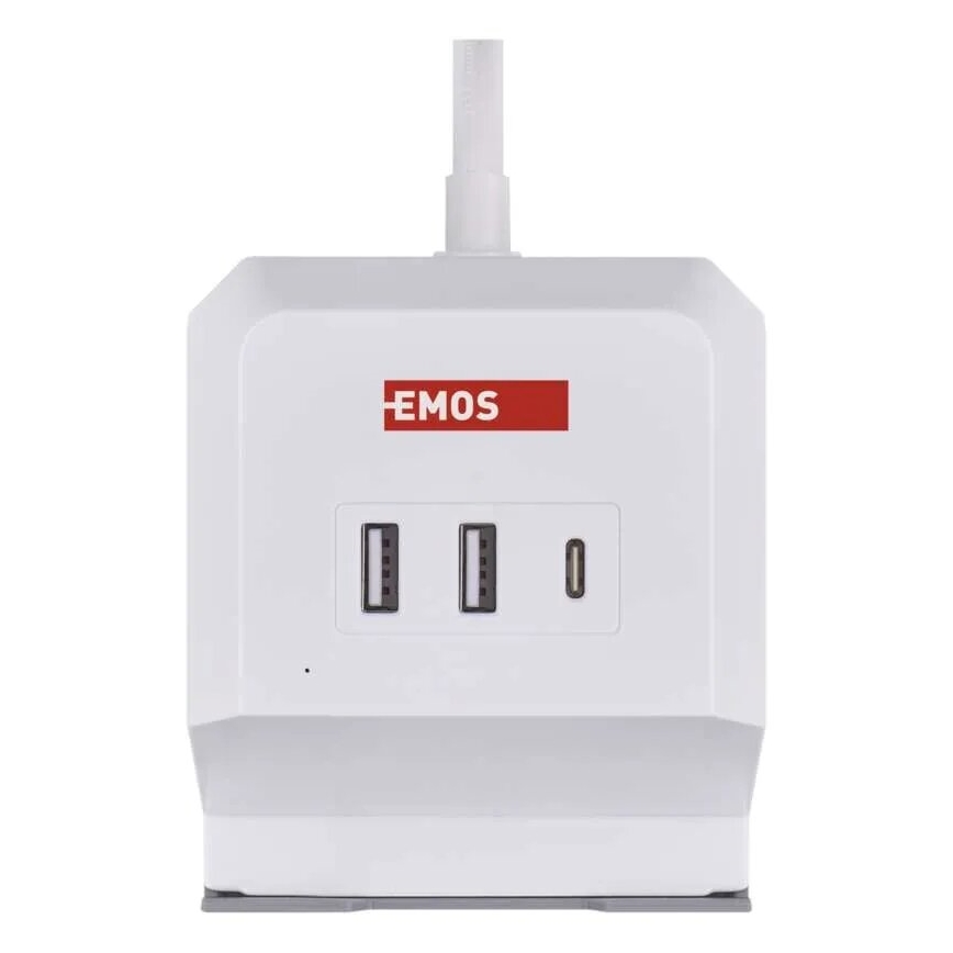 Produžni kabel kocka s bežičnim punjenjem QI 2Z +2xUSB-A+1xUSB-C 2m bijela
