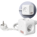 Produžni kabel kocka s prekidačem LINEA 3x230V + 4xUSB A/C bijela