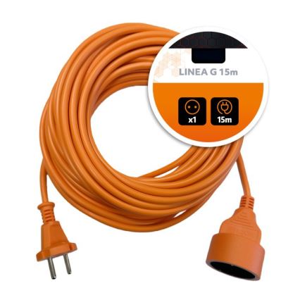 Produžni kabel LINEA G 1Z 15 m, narančaste boje