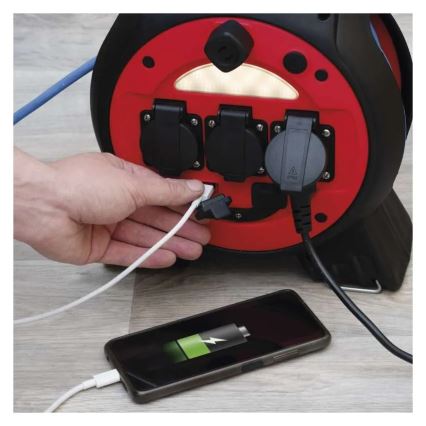 Produžni kabel na bubnju 3x 20m crveno/crni IP44