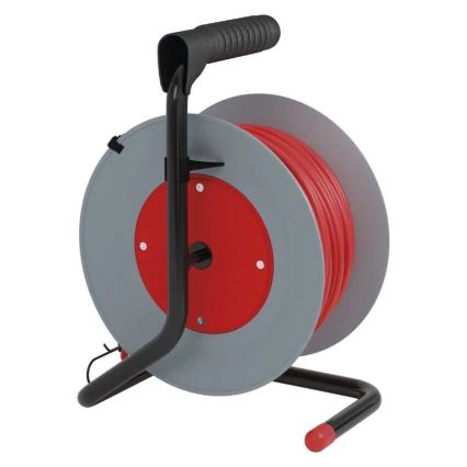 Produžni kabel na bubnju 4x 15m crvena/siva