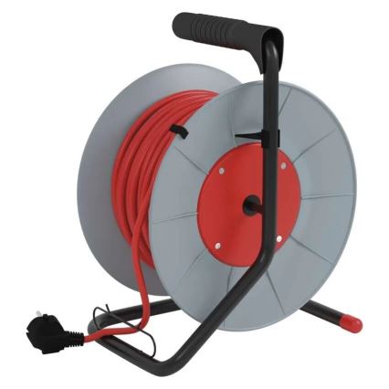 Produžni kabel na bubnju s 4 utičnice 25m siva/crvena