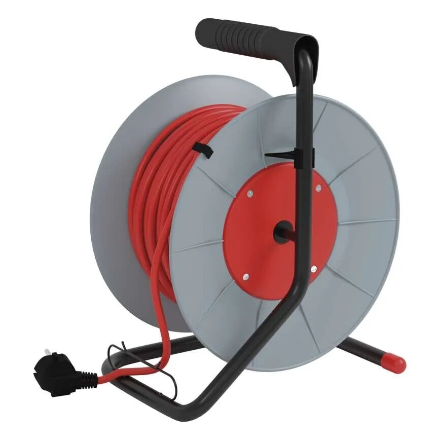 Produžni kabel na bubnju s 4 utičnice 25m siva/crvena