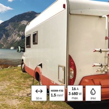 Produžni kabel na bubnju s 4 utičnice 50m crvena IP44