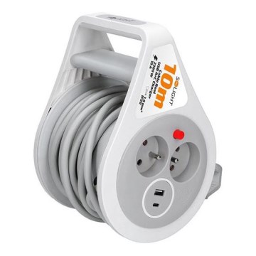 Produžni kabel na kolutu 2 utičnice + USB A i C 10 m