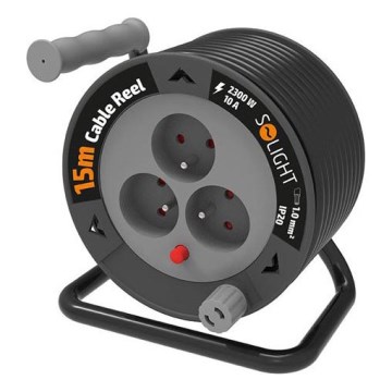 Produžni kabel na kolutu, 3 utičnice, 12 m