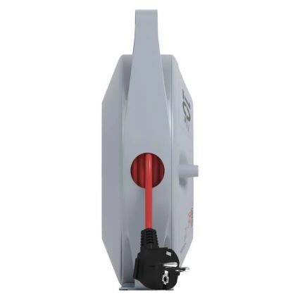 Produžni kabel na kolutu, 4 utičnice, 10 m, siva/crvena