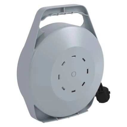 Produžni kabel na kolutu, 4 utičnice, 10 m, siva/crvena