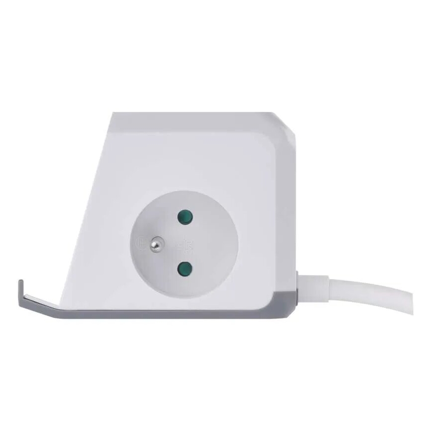 Produžni kabel s utičnicom i bežičnim QI punjenjem 2Z + 2xUSB-A + 1xUSB-C 2m bijeli