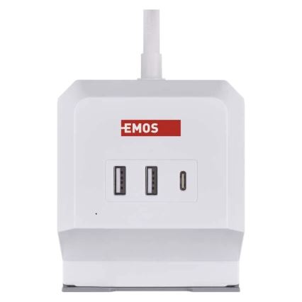 Produžni kabel s utičnicom i bežičnim QI punjenjem 2Z + 2xUSB-A + 1xUSB-C 2m bijeli