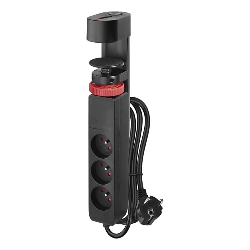 Produžni kabel s mogućnošću pričvršćivanja na stol 3U + 3xUSB 1,5m crna
