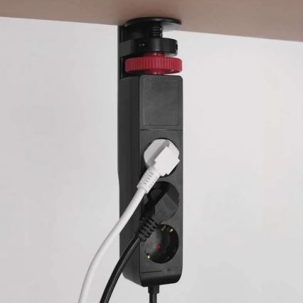 Produžni kabel s mogućnošću pričvršćivanja na stol 3U + 3xUSB 1,5m crna