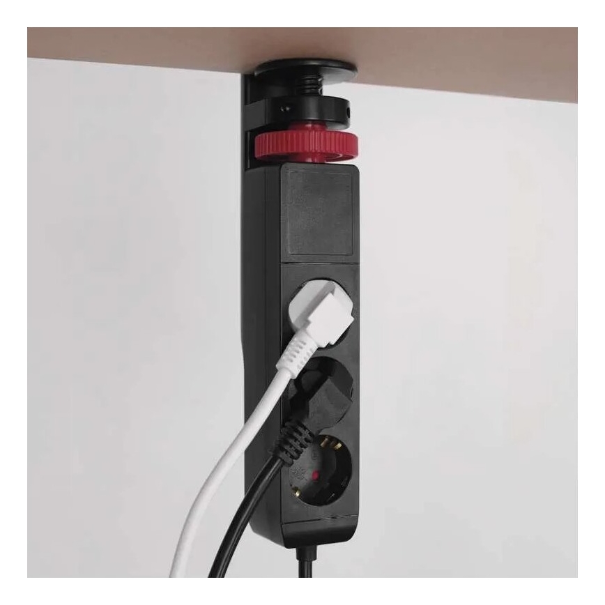 Produžni kabel s mogućnošću pričvršćivanja na stol 3U + 3xUSB 1,5m crna