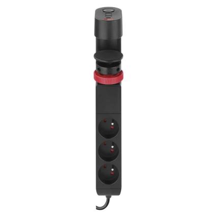 Produžni kabel s mogućnošću pričvršćivanja na stol 3U + 3xUSB 1,5m crna