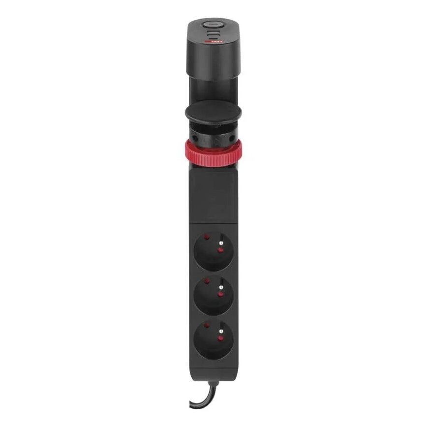 Produžni kabel s mogućnošću pričvršćivanja na stol 3U + 3xUSB 1,5m crna