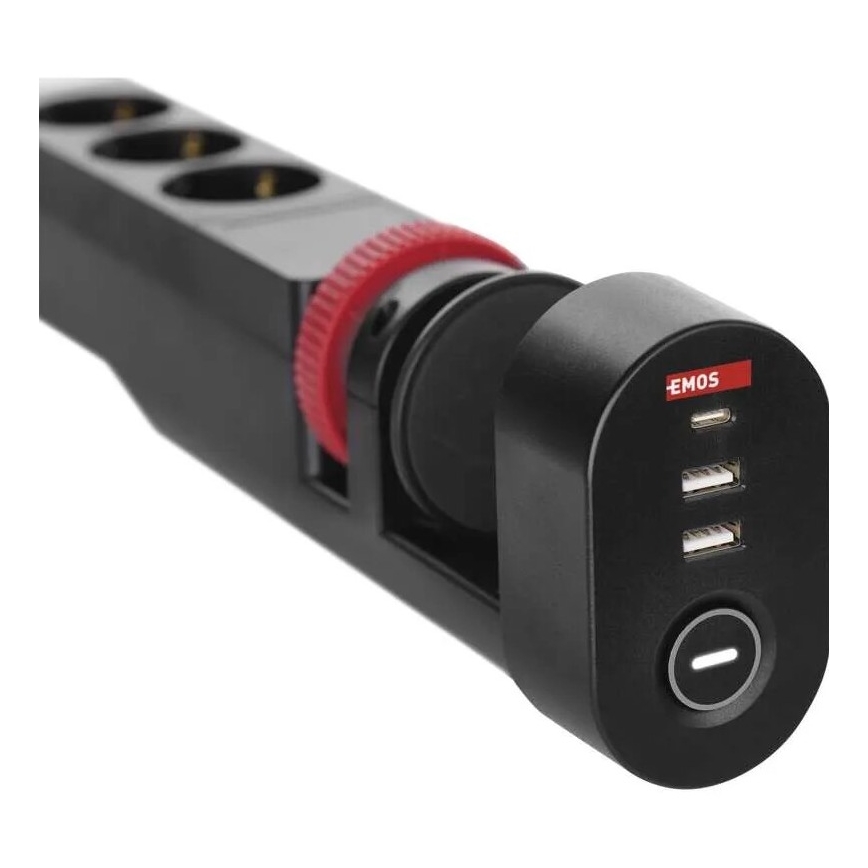 Produžni kabel s mogućnošću pričvršćivanja na stol 3U + 3xUSB 1,5m crna
