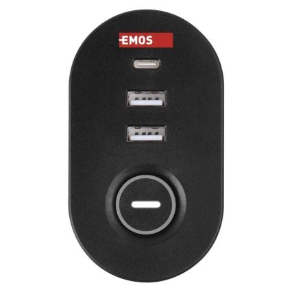 Produžni kabel s mogućnošću pričvršćivanja na stol 3U + 3xUSB 1,5m crna