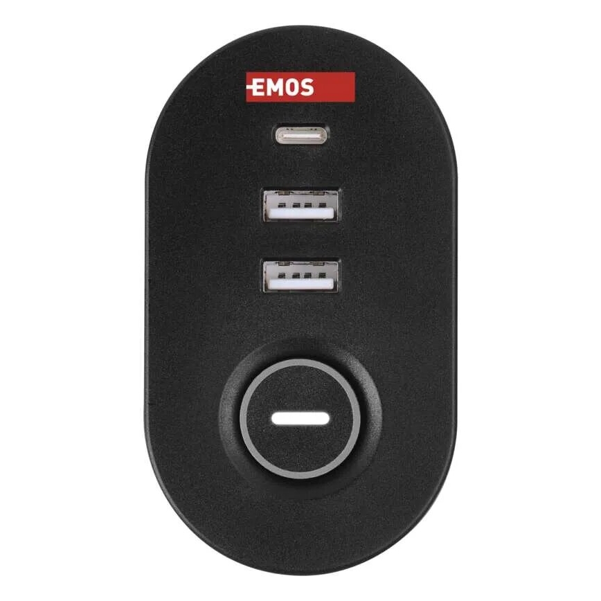 Produžni kabel s mogućnošću pričvršćivanja na stol 3U + 3xUSB 1,5m crna