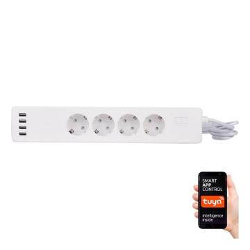 Produžni kabel s prekidačem 1,8 m + 4x USB/Wi-Fi Tuya SCHUKO
