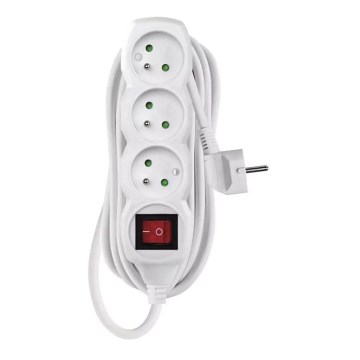 Produžni kabel s prekidačem 3-polni 5m bijeli