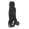 Produžni kabel s prekidačem 3-polni 5m crni