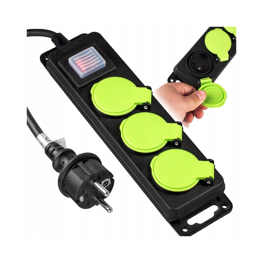 Produžni kabel s prekidačem, 3 utičnice, 20 m, IP44