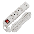 Produžni kabel s prekidačem 3x utičnica + 2x USB-A + 1x USB-C 3 m SCHUKO bijela