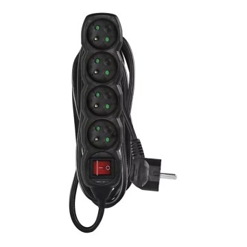 Produžni kabel s prekidačem 4Z 5m crni