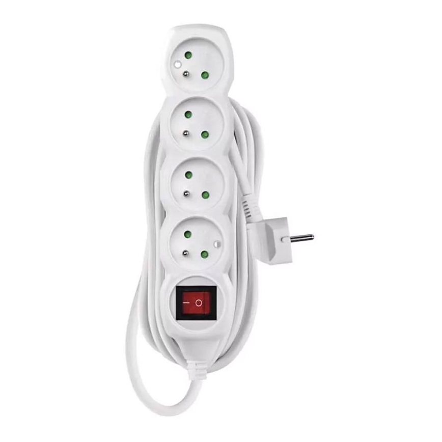 Produžni kabel s prekidačem 4Z 7m bijele boje