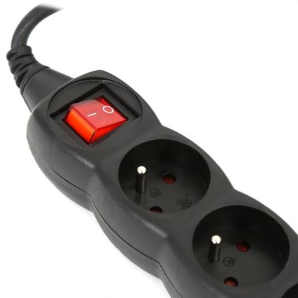 Produžni kabel s prekidačem 5U Tip E 3m crna