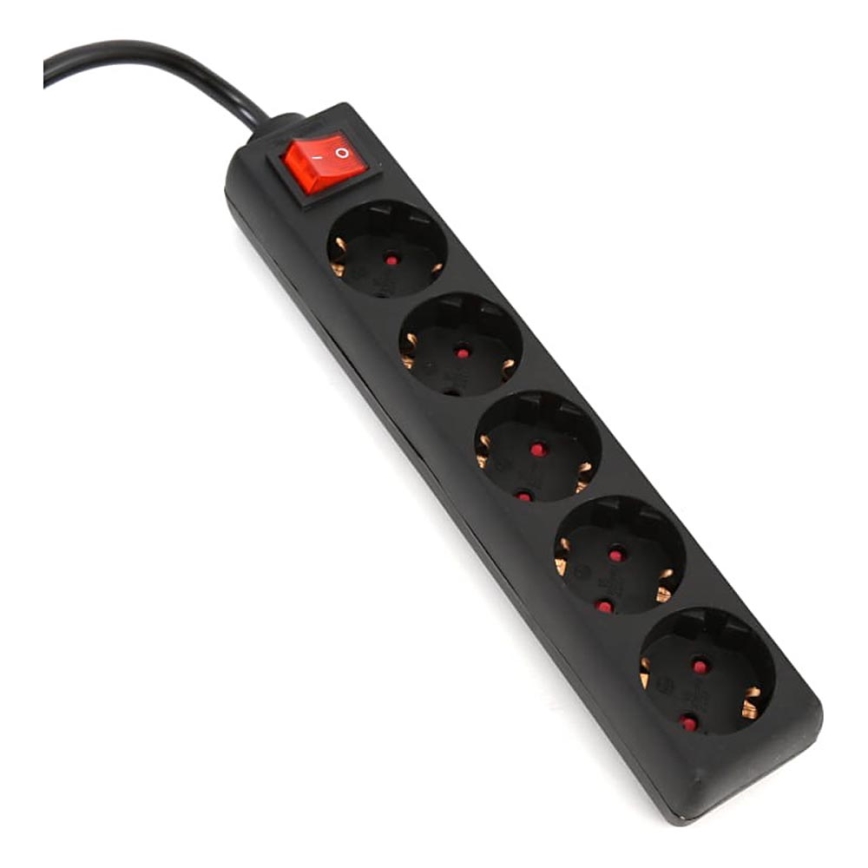 Produžni kabel s prekidačem 5U Tip F 1,5m SCHUKO crna