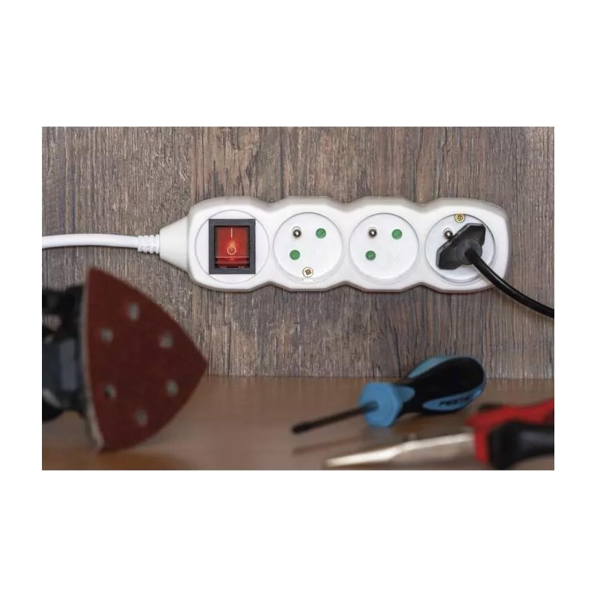 Produžni kabel s prekidačem 6U 5m bijela